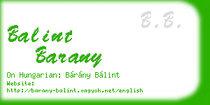 balint barany business card